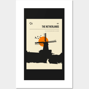 The Netherlands Holland Vintage Minimal Retro Travel Poster Posters and Art